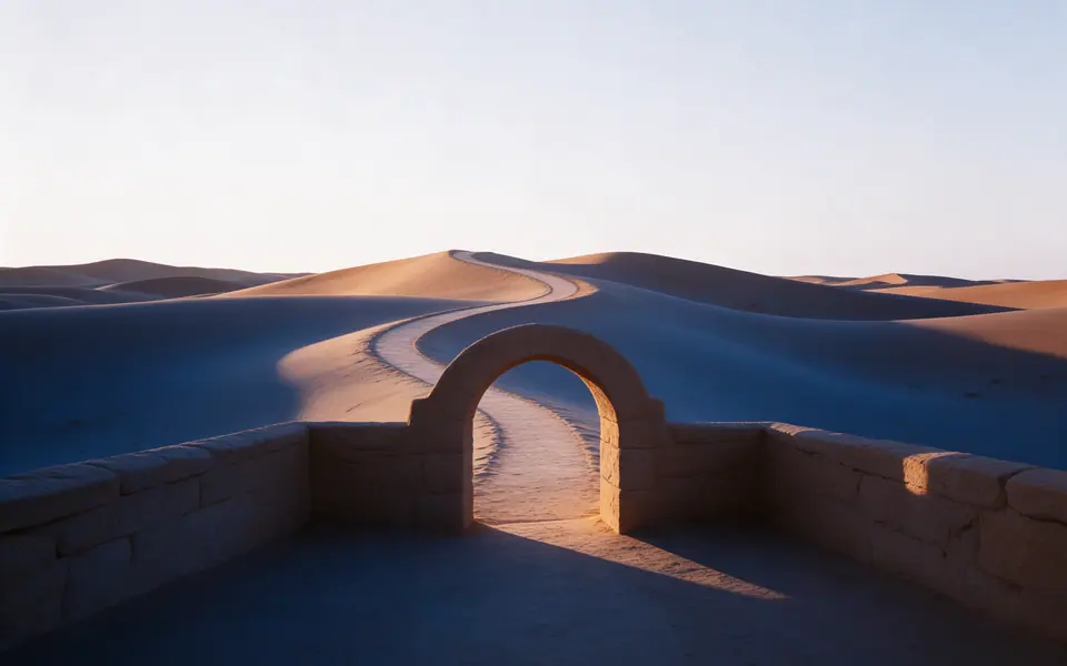 طريق يعبر هدوء الصحراء